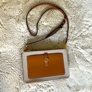 Tory Burch Walker Double Zip Crossbody (tan/brown)
